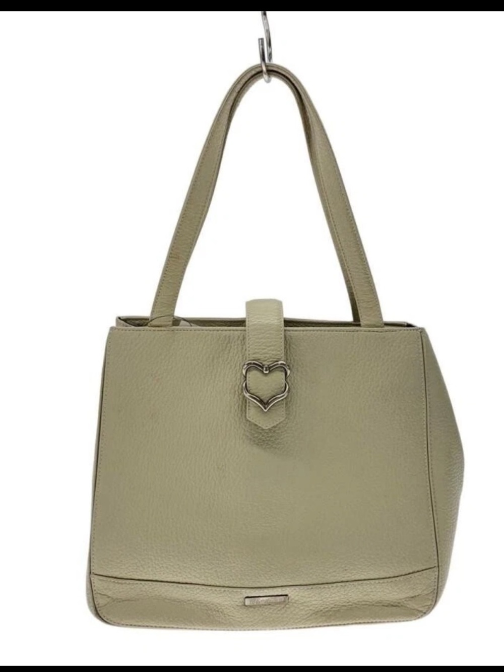 Yves Saint Laurent Olive Leather Satchel with Heart Buckle